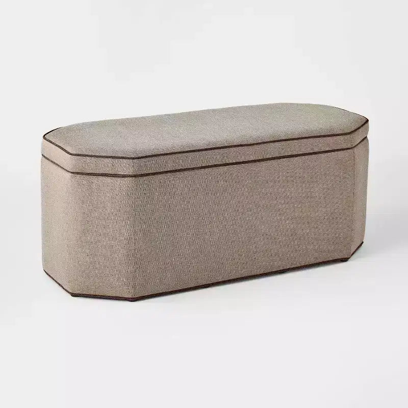 Storage Bench with Twisted Piping Detail Brown Linen - Threshold™ designed with Studio McGee