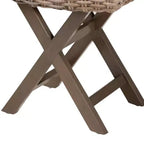 bali & pari Hayate Ottomano Poggiapiedi in Legno di Rattan e Mogano Grigio Kubu/Tortora Rustico