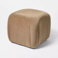 Square Velvet Ottoman Tan - Threshold™ designed with Studio McGee