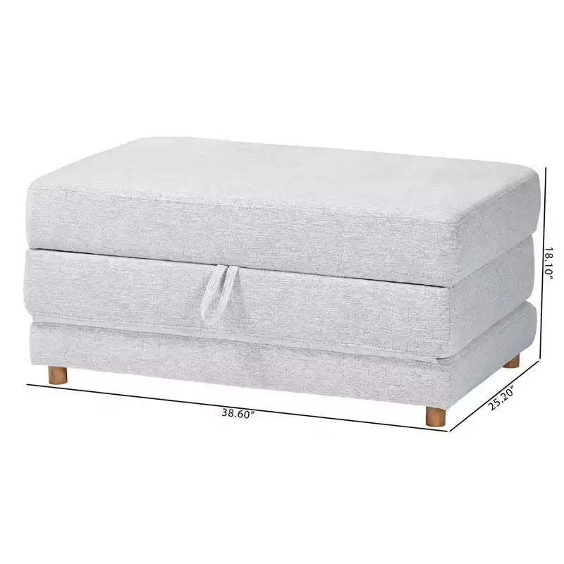 Baxton Studio Sabriel Fabric Convertible Sleeper Ottoman Light Gray/Oak Brown