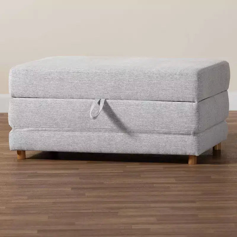 Pouf letto convertibile Baxton Studio Sabriel in tessuto grigio chiaro/marrone rovere