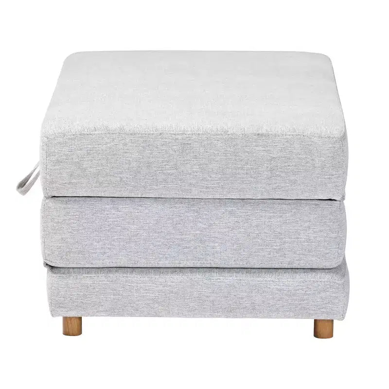 Pouf letto convertibile Baxton Studio Sabriel in tessuto grigio chiaro/marrone rovere