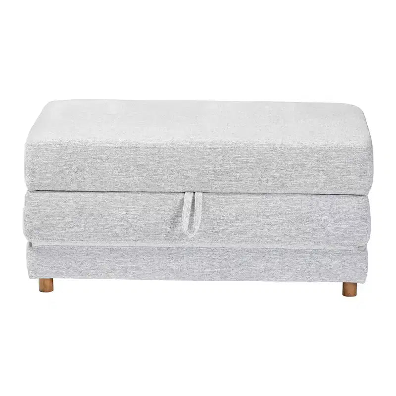 Pouf letto convertibile Baxton Studio Sabriel in tessuto grigio chiaro/marrone rovere
