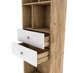 24/7 Shop At Home Kimmo Libreria Moderna Mid-Century con Ripiani Aperti e 2 Cassetti, Legno Composito MDF, Rovere Chiaro: Mobile Contenitore Verticale, 70.35"