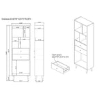 24/7 Shop At Home Kimmo Libreria Moderna Mid-Century con Ripiani Aperti e 2 Cassetti, Legno Composito MDF, Rovere Chiaro: Mobile Contenitore Verticale, 70.35"