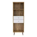24/7 Shop At Home Kimmo Libreria Moderna Mid-Century con Ripiani Aperti e 2 Cassetti, Legno Composito MDF, Rovere Chiaro: Mobile Contenitore Verticale, 70.35"