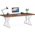 LITTLE TREE 70.8" Large Executive Desk Brown/White