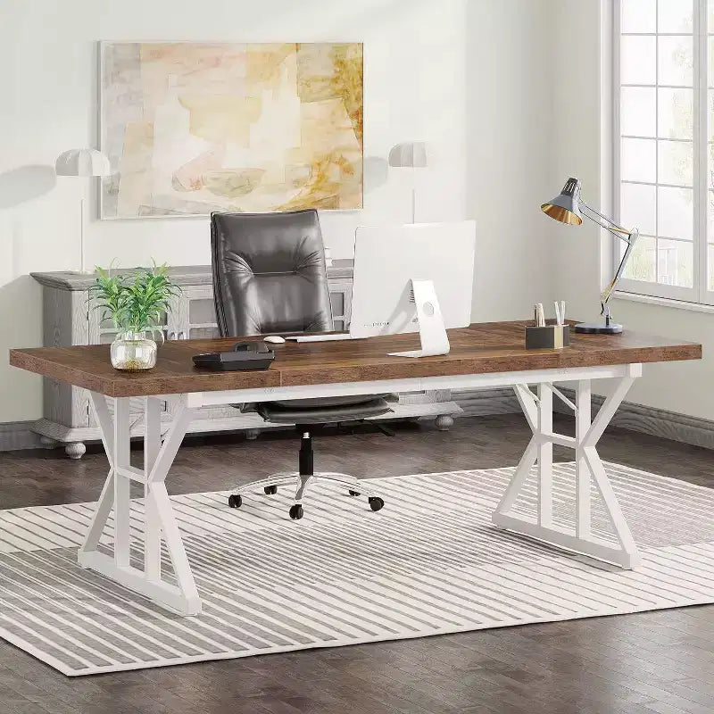 Scrivania direzionale grande LITTLE TREE 70,8" Marrone/Bianco