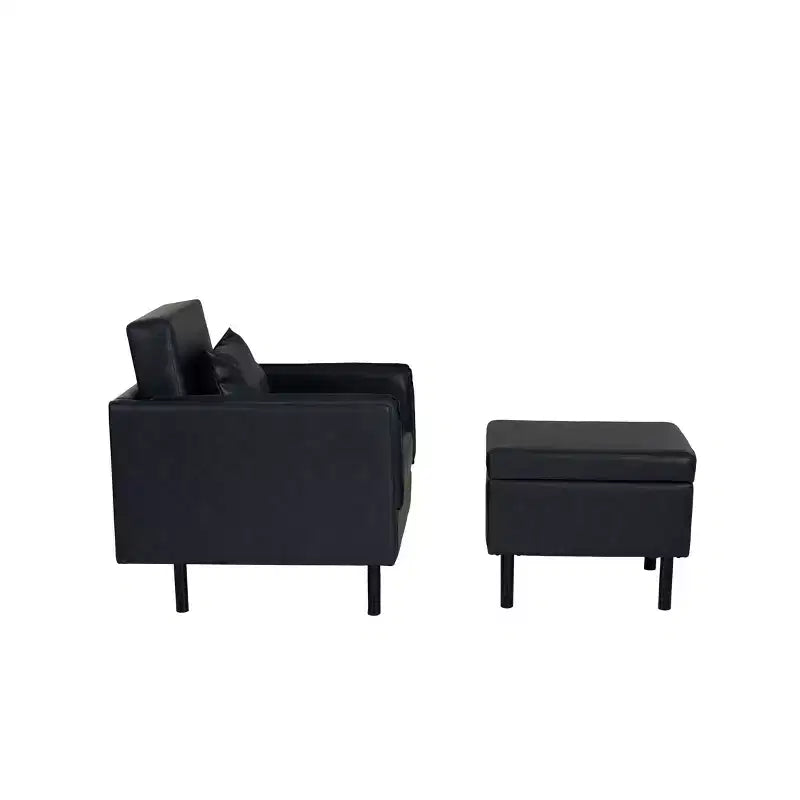 Sedia e pouf Linon Wallis in ecopelle navy