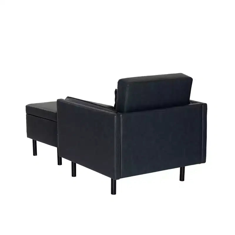 Sedia e pouf Linon Wallis in ecopelle navy