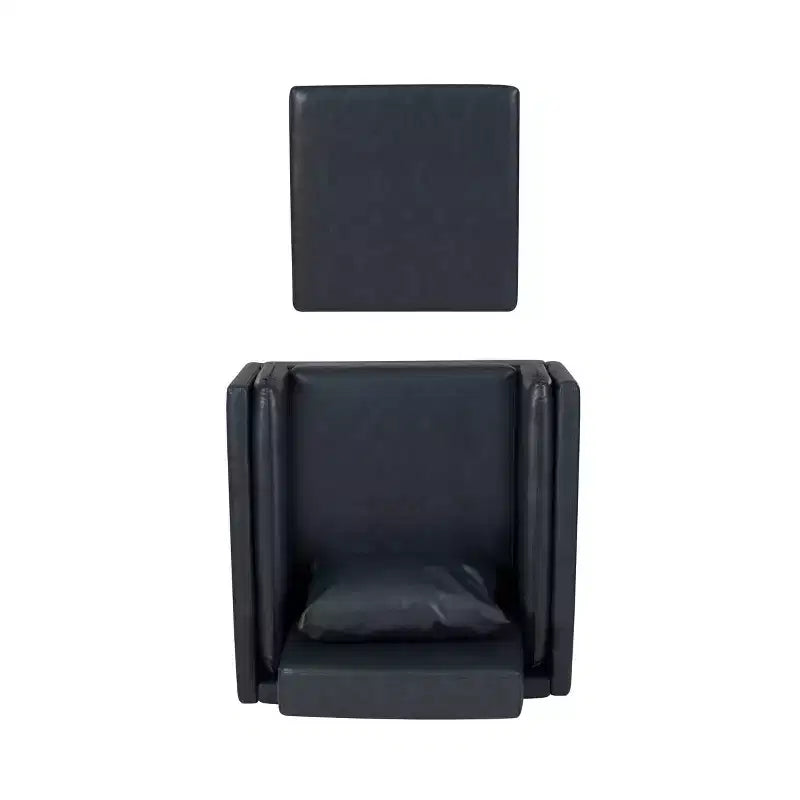 Sedia e pouf Linon Wallis in ecopelle navy