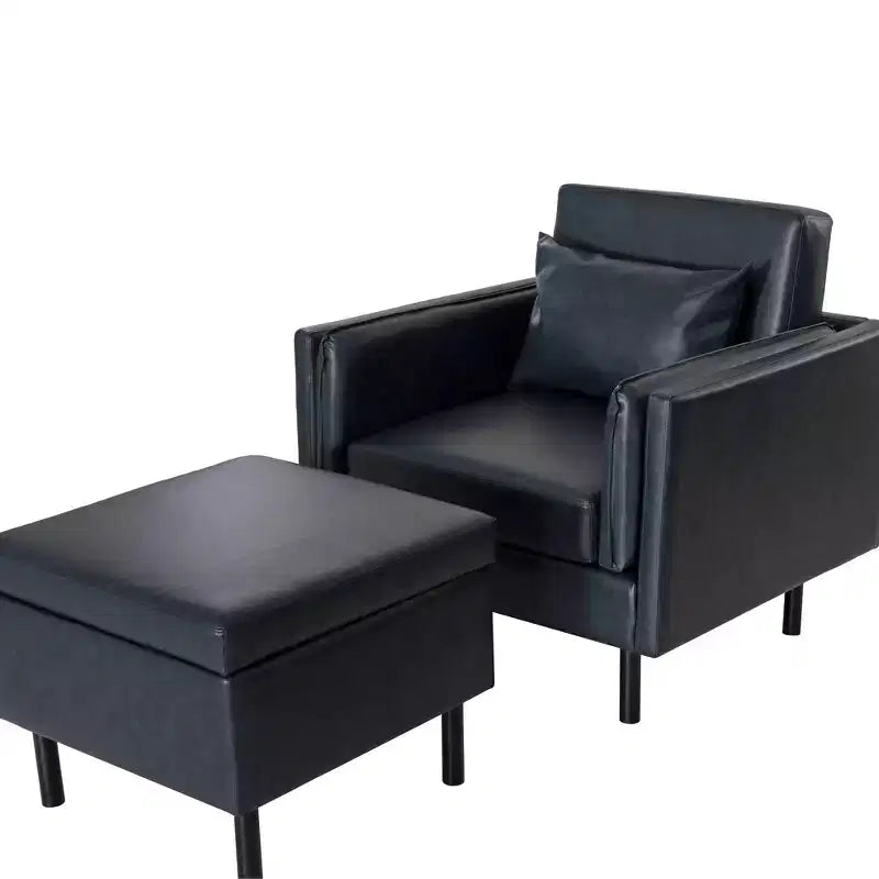 Sedia e pouf Linon Wallis in ecopelle navy