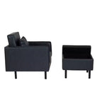 Sedia e pouf Linon Wallis in ecopelle navy