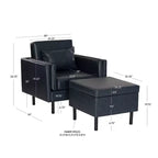 Sedia e pouf Linon Wallis in ecopelle navy