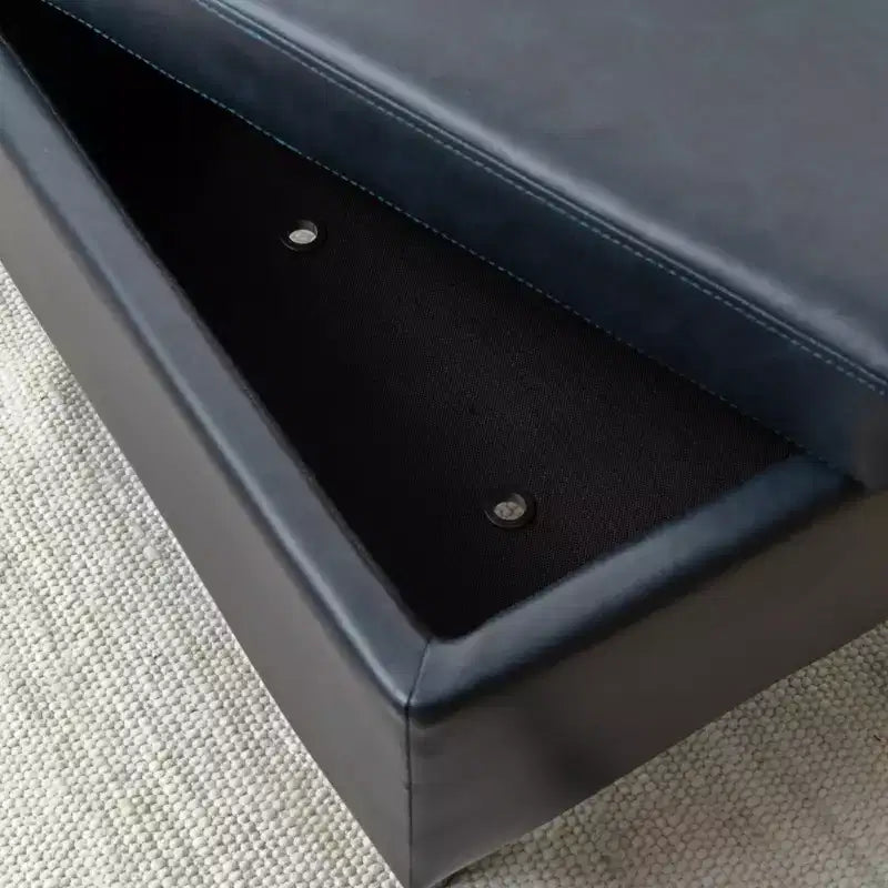 Sedia e pouf Linon Wallis in ecopelle navy