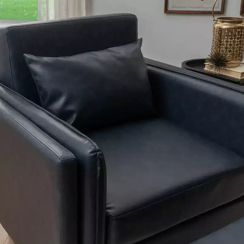 Sedia e pouf Linon Wallis in ecopelle navy