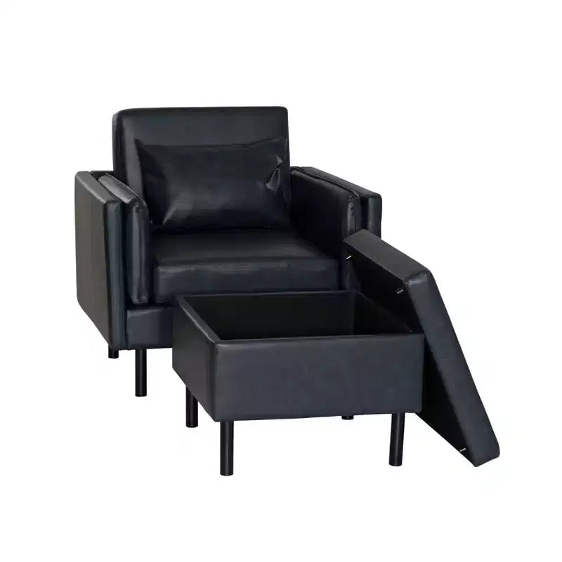 Sedia e pouf Linon Wallis in ecopelle navy