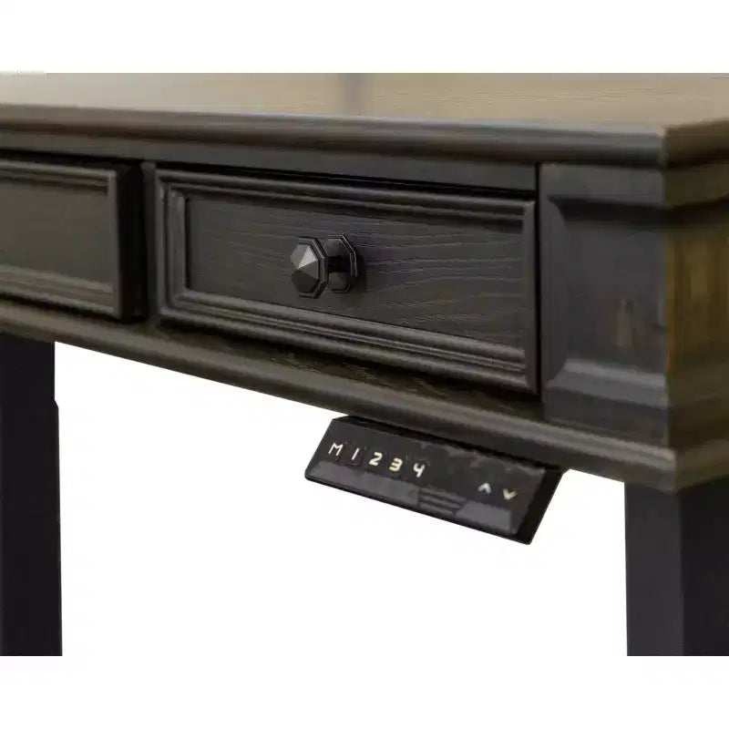 Scrivania Kingston Traditional in legno, elettronica, con sistema Sit/Stand, marrone scuro - Martin Furniture: Altezza regolabile, Collezione Hartford