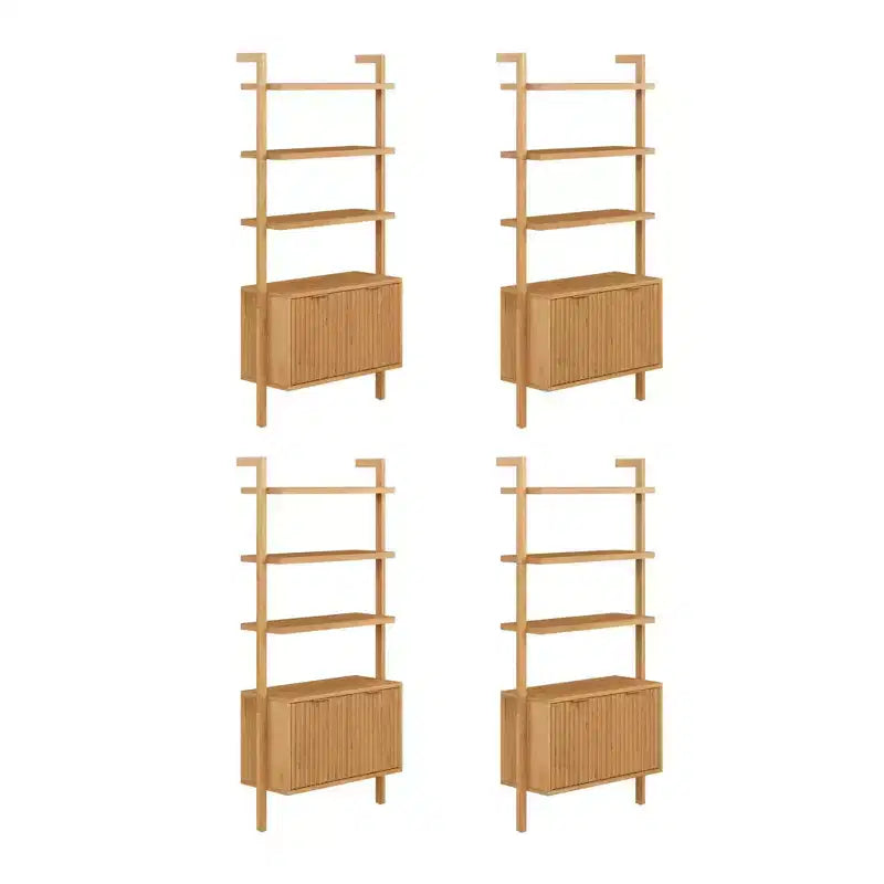 Nathan James 71.9" Set of 4 Jasper Wood Fluted Bookshelf Light Brown
