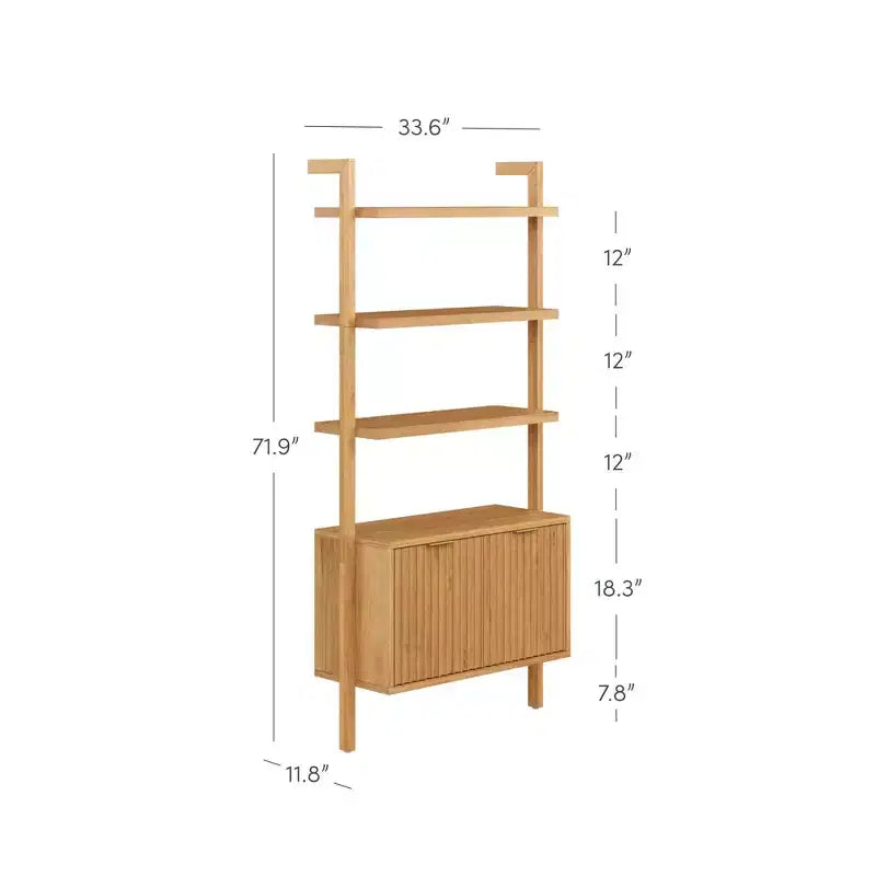 Nathan James 71.9" Set di 4 librerie Jasper in legno scanalato, marrone chiaro