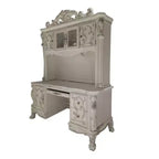 Scrivanie Dresden da 88" Finitura Bone White - Acme Furniture: Piedini a Artiglio, Modanature Decorative, Credenza con Vetrina