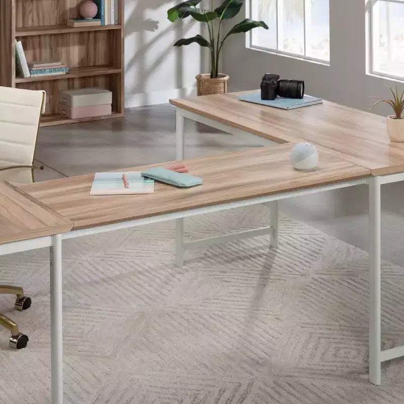 Sauder Bergen Circle Connessione a ponte per scrivania da 72" Acacia Kiln: Mobili da ufficio con cassetto, Stile costiero