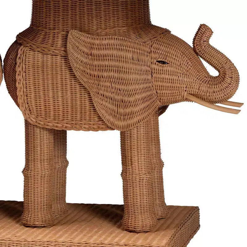 Tavolo Consolle Bali & Paris Elissa in Rattan a Forma di Elefante Miele Chiaro