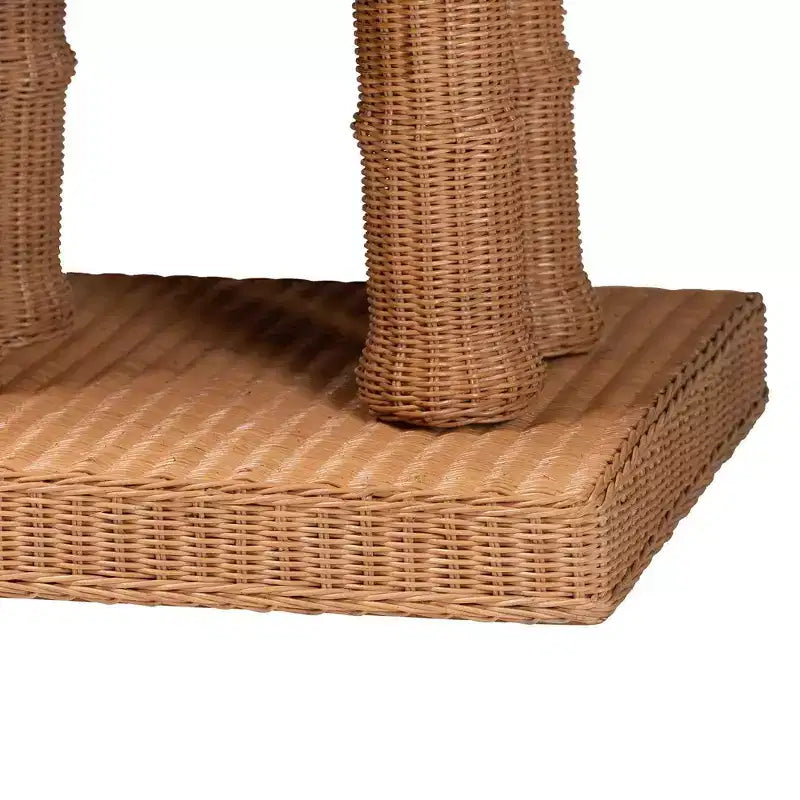 Tavolo Consolle Bali & Paris Elissa in Rattan a Forma di Elefante Miele Chiaro
