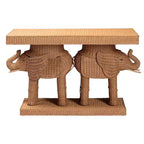 Tavolo Consolle Bali & Paris Elissa in Rattan a Forma di Elefante Miele Chiaro