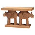 Tavolo Consolle Bali & Paris Elissa in Rattan a Forma di Elefante Miele Chiaro