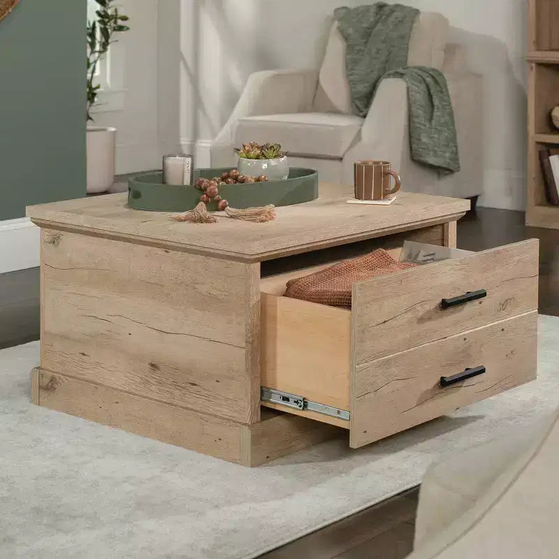 Sauder Aspen Post Coffee Table Prime Oak: Cassetto portaoggetti, Ripiano regolabile, Struttura in MDF