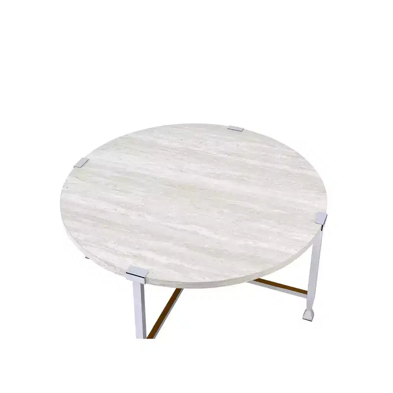 Tavolini da Caffè Brecon Acme Furniture Rovere Bianco/Finitura Cromata