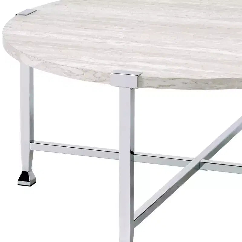 Tavolini da Caffè Brecon Acme Furniture Rovere Bianco/Finitura Cromata