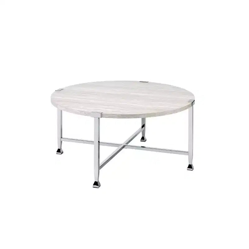 Tavolini da Caffè Brecon Acme Furniture Rovere Bianco/Finitura Cromata