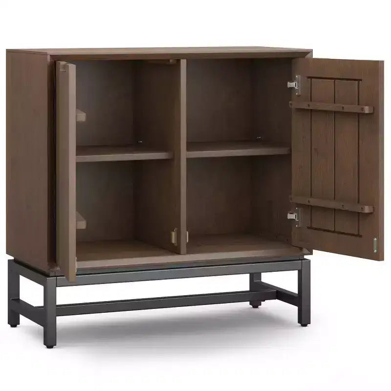 Mobile Basso Contenitore WyndenHall Devlin Noce Marrone: Moderno in Legno di Gomma Laccato, 2 Ripiani Regolabili