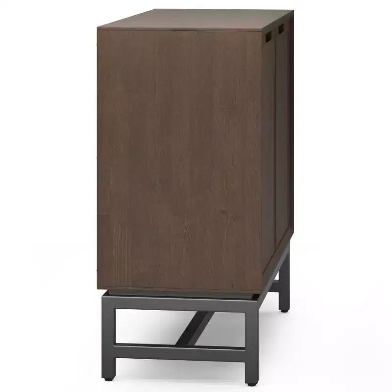 Mobile Basso Contenitore WyndenHall Devlin Noce Marrone: Moderno in Legno di Gomma Laccato, 2 Ripiani Regolabili