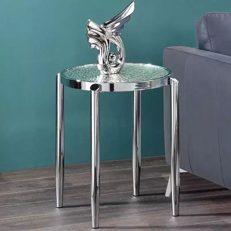 Acme Furniture Tavolino d'Appoggio Abbe con Vetro e Finitura Cromata