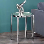Acme Furniture Tavolino d'Appoggio Abbe con Vetro e Finitura Cromata