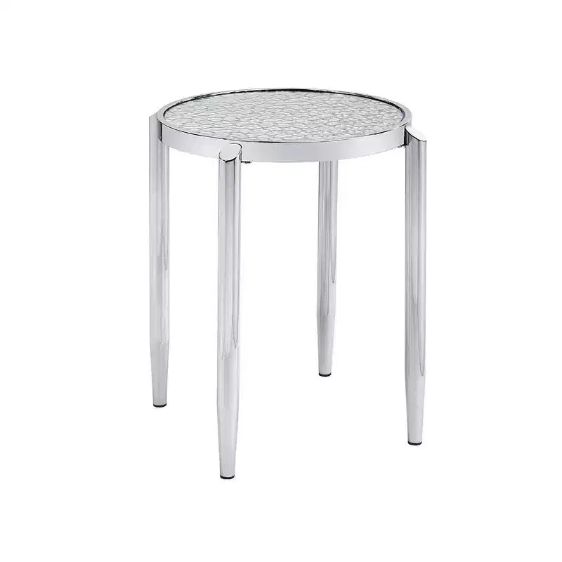 Acme Furniture Tavolino d'Appoggio Abbe con Vetro e Finitura Cromata