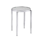 Acme Furniture Tavolino d'Appoggio Abbe con Vetro e Finitura Cromata