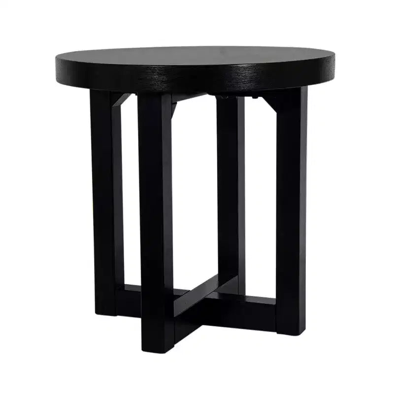 East at Main Round Crisscross Base Accent Table Black: Mango Wood, 17.9" High, 35.9" Wide