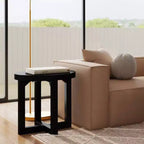 Tavolino d'appoggio East at Main Round Crisscross Base nero: Legno di mango, 17.9" di altezza, 35.9" di larghezza