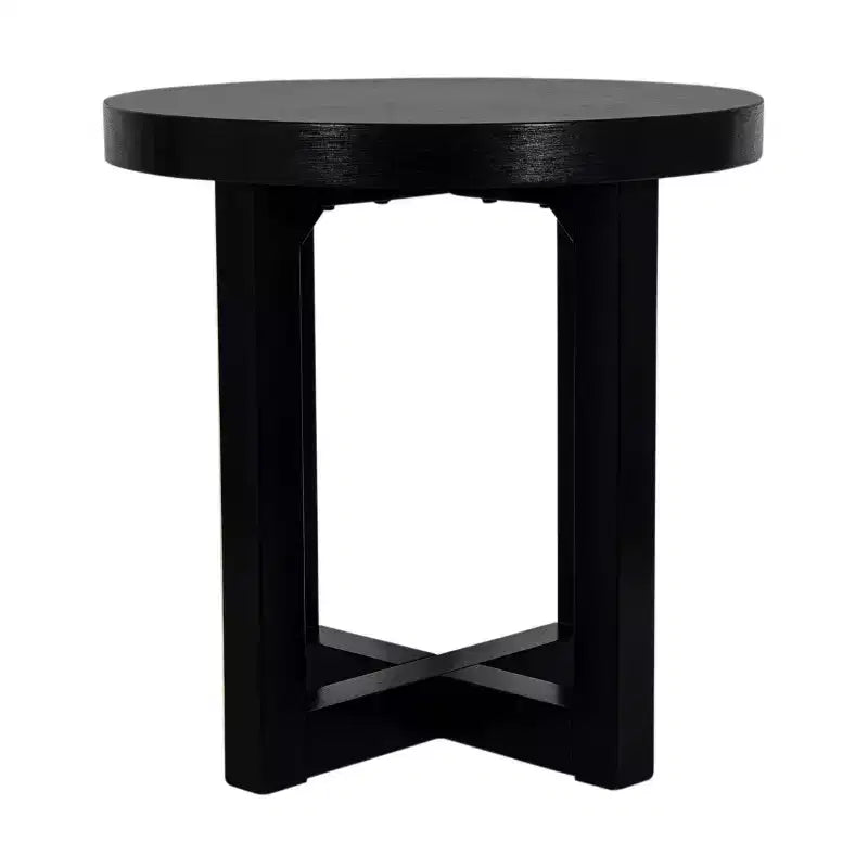 Tavolino d'appoggio East at Main Round Crisscross Base nero: Legno di mango, 17.9" di altezza, 35.9" di larghezza