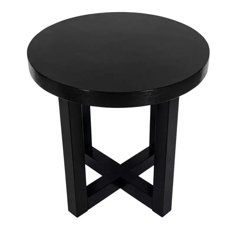 Tavolino d'appoggio East at Main Round Crisscross Base nero: Legno di mango, 17.9" di altezza, 35.9" di larghezza