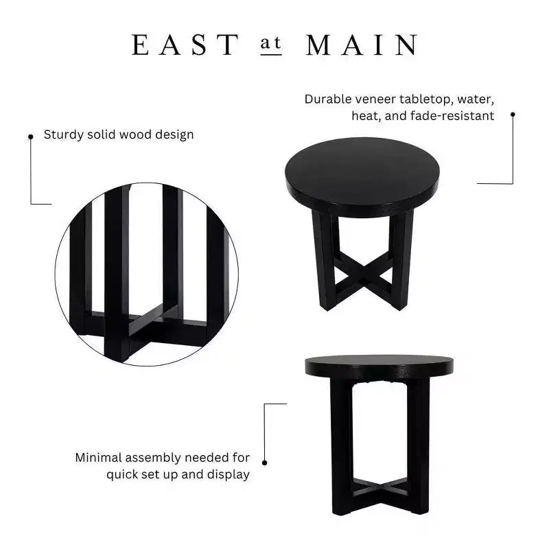 Tavolino d'appoggio East at Main Round Crisscross Base nero: Legno di mango, 17.9" di altezza, 35.9" di larghezza