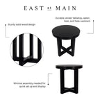 Tavolino d'appoggio East at Main Round Crisscross Base nero: Legno di mango, 17.9" di altezza, 35.9" di larghezza