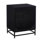 Powell Gordon Tavolino d'appoggio in Legno Massello e Rattan con Gambe in Metallo Nero a 2 Cassetti Nero: Legno di Mango, Contenitore, Design Moderno