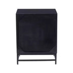 Powell Gordon Tavolino d'appoggio in Legno Massello e Rattan con Gambe in Metallo Nero a 2 Cassetti Nero: Legno di Mango, Contenitore, Design Moderno