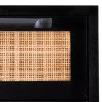 Powell Gordon Tavolino d'appoggio in Legno Massello e Rattan con Gambe in Metallo Nero a 2 Cassetti Nero: Legno di Mango, Contenitore, Design Moderno
