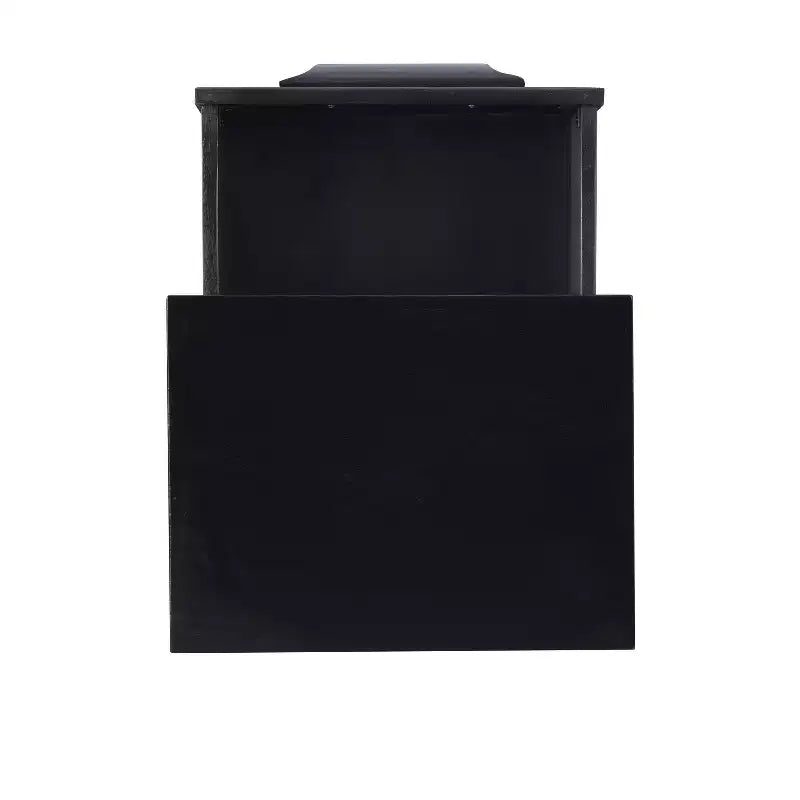 Powell Gordon Tavolino d'appoggio in Legno Massello e Rattan con Gambe in Metallo Nero a 2 Cassetti Nero: Legno di Mango, Contenitore, Design Moderno